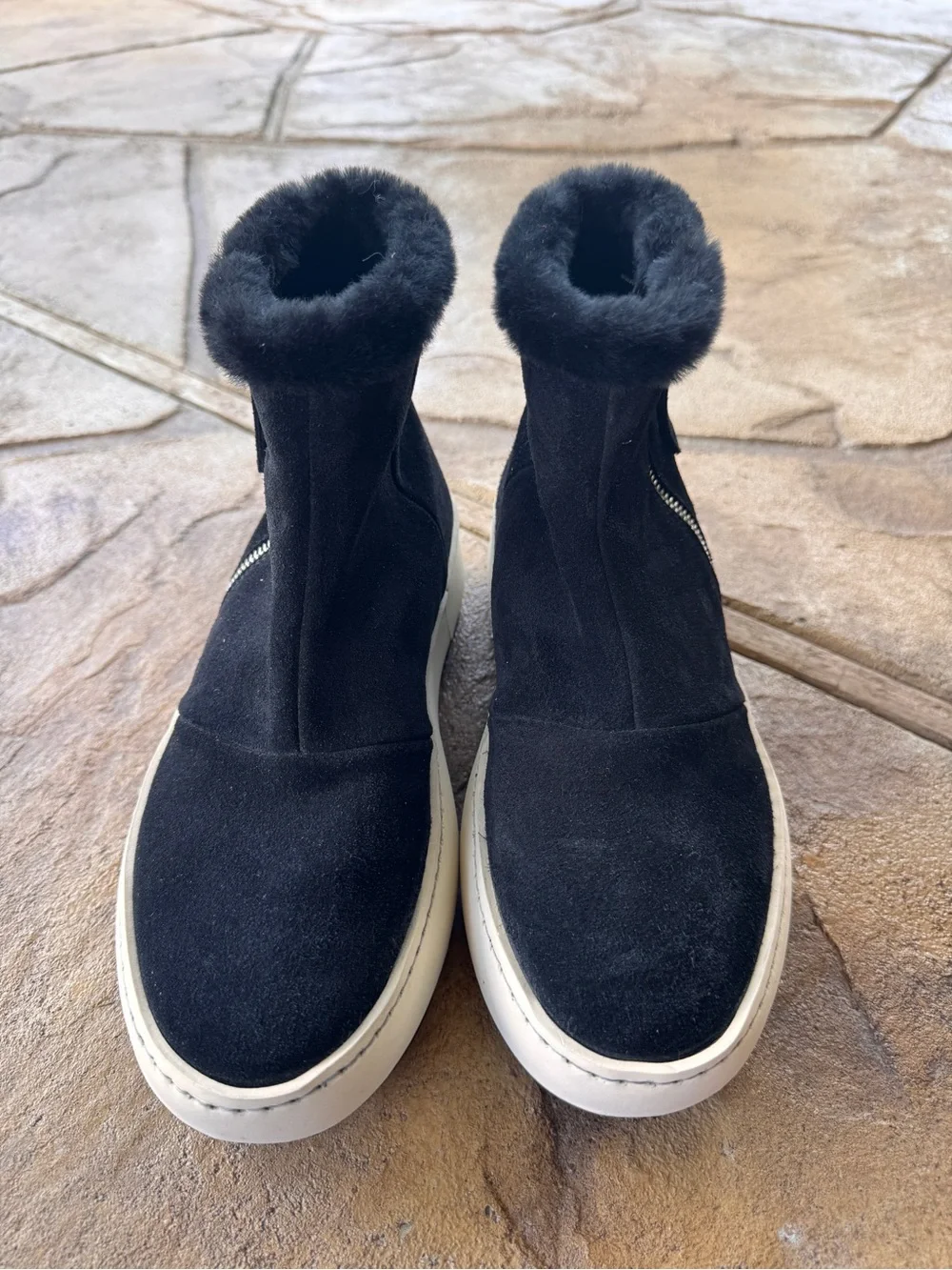 Aquatalia Alison Black Suede Shearling Sneaker Boots Women’s 6.5 M Italy